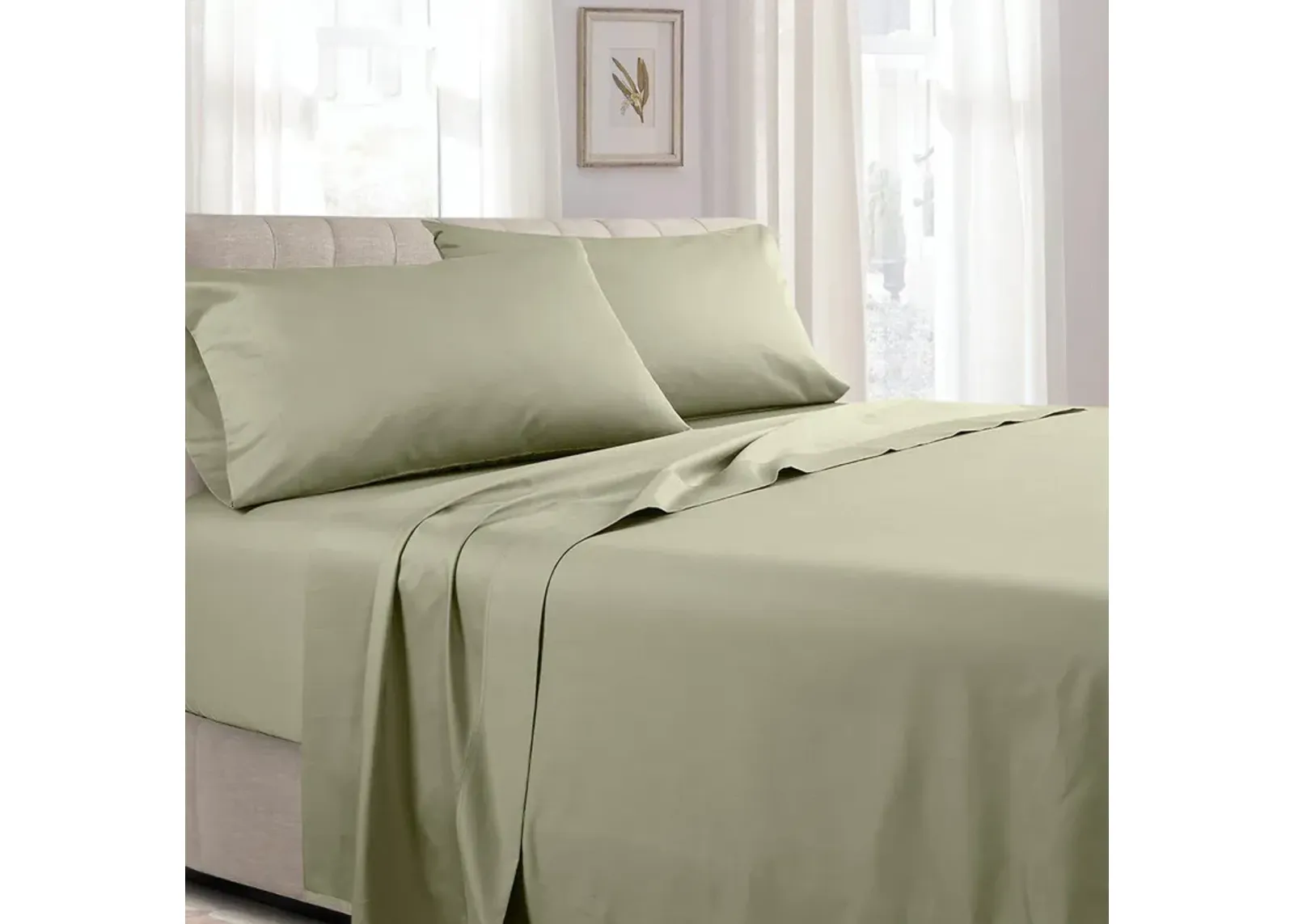 Egyptian Linens - Low Profile (7-10 inches) Soft Cotton Sateen Sheet Set - Made in USA