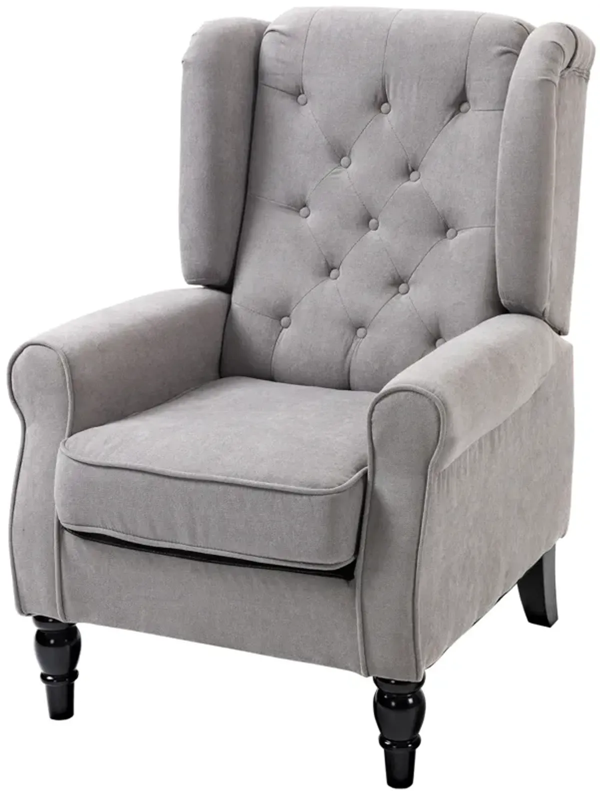 HOMCOM Button-Tufted Accent Chair with High Wingback, Rounded Cushioned Armrests and Thick Padded Seat, Grey