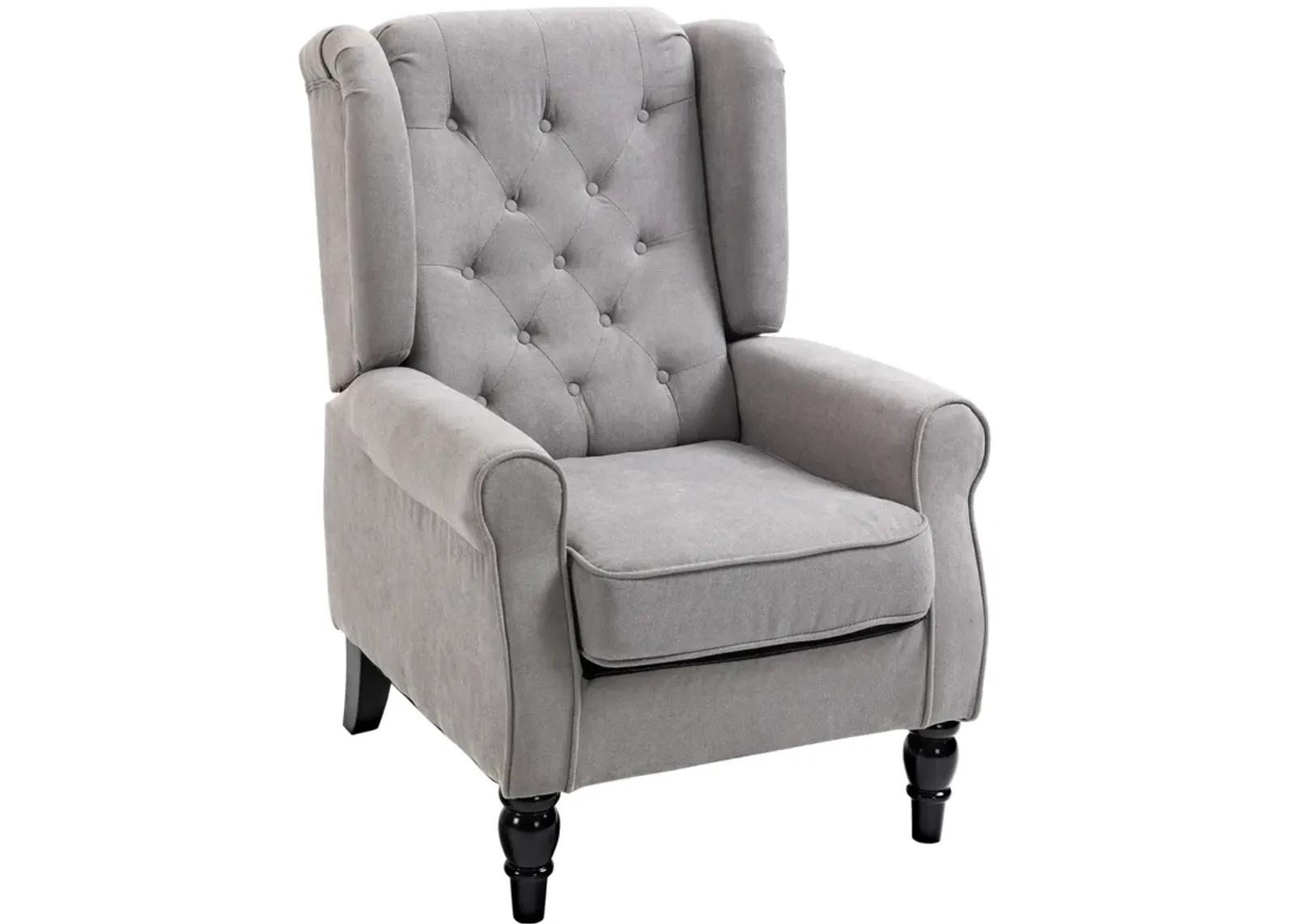 HOMCOM Button-Tufted Accent Chair with High Wingback, Rounded Cushioned Armrests and Thick Padded Seat, Grey