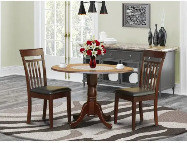 3 PC Kitchen nook Dining set-drop leaf Table and 2 Dining Chairs