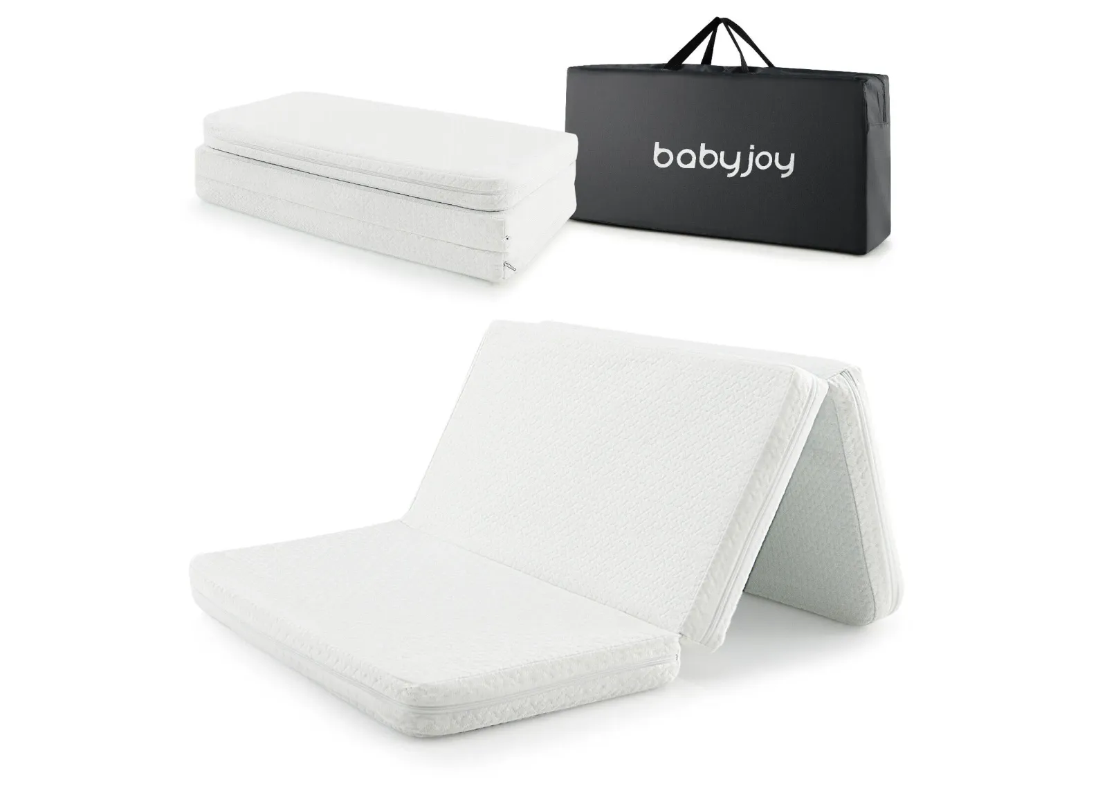 Tri-fold Pack and Play Mattress Topper Mattress Pad with Carrying Bag