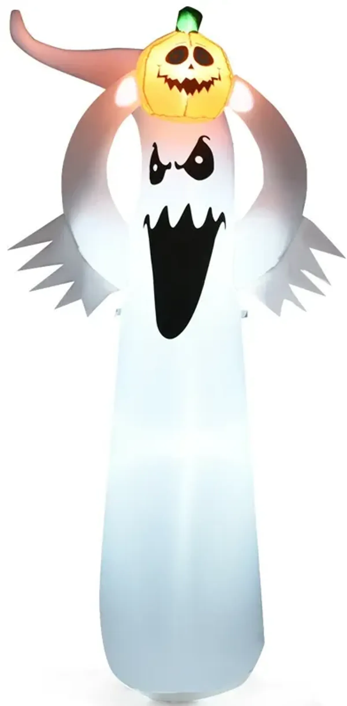 6 Feet Halloween Inflatable Blow Up Ghost with Pumpkin and LED Lights