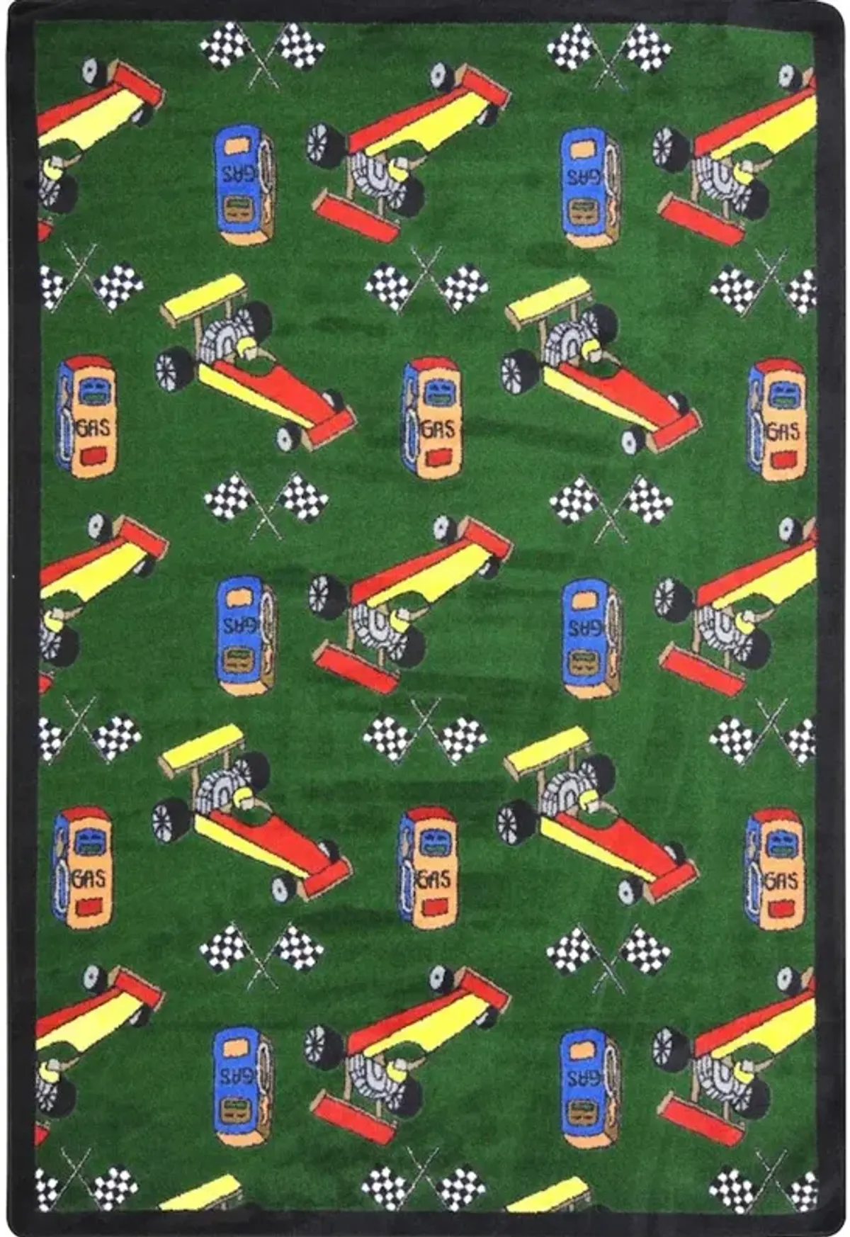 Joy Carpets Playful Patterns Pit Stop 3'10 x 5'4 Area Rug in Color Green