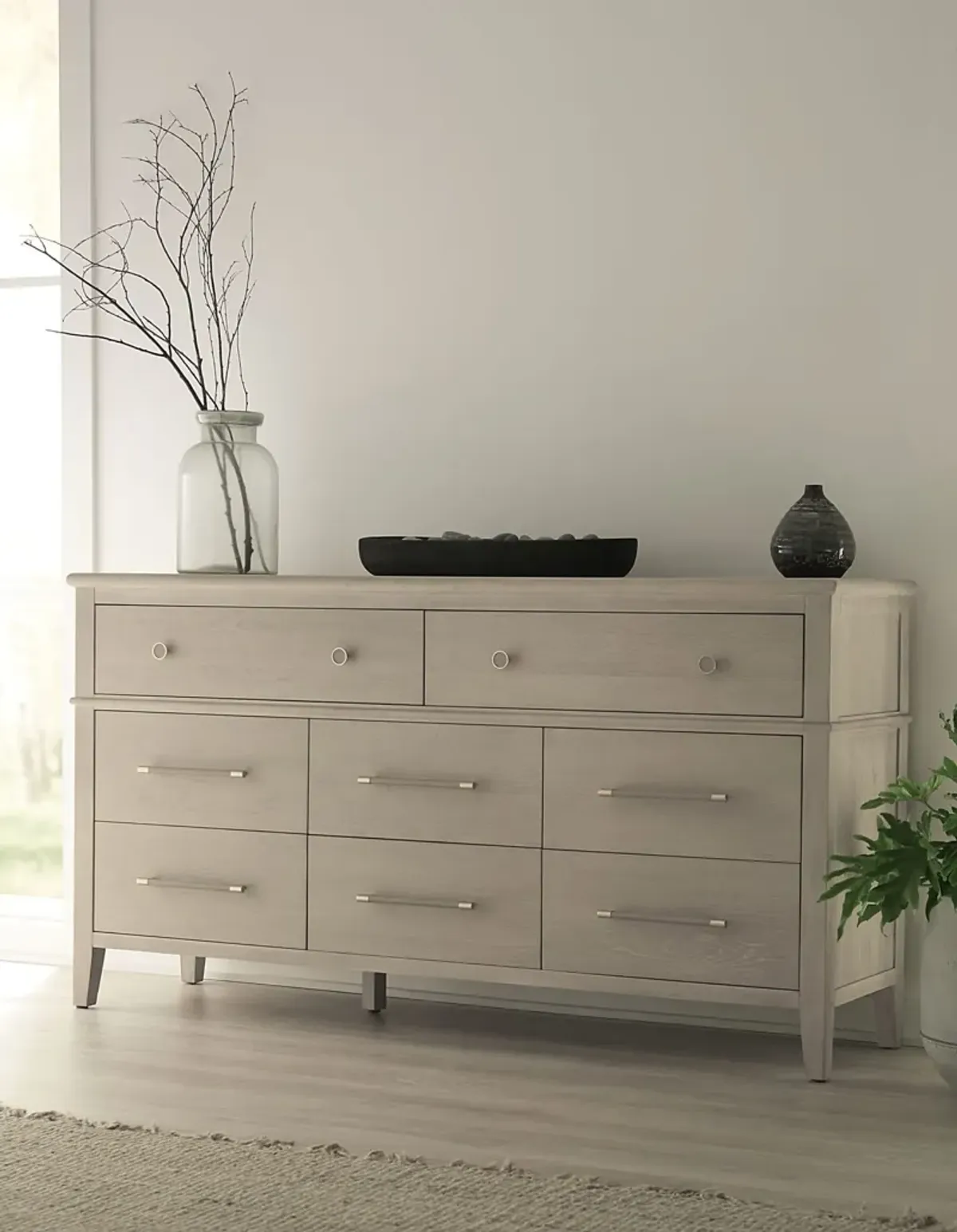 Camden Eight Drawer Oak Wood Dresser in Chai