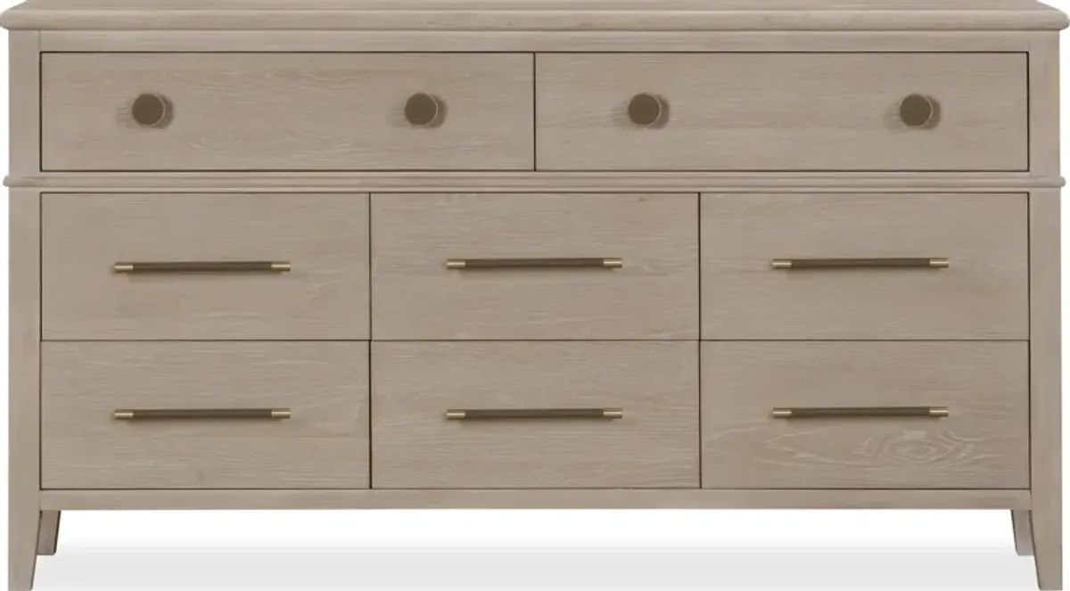 Camden Eight Drawer Oak Wood Dresser in Chai