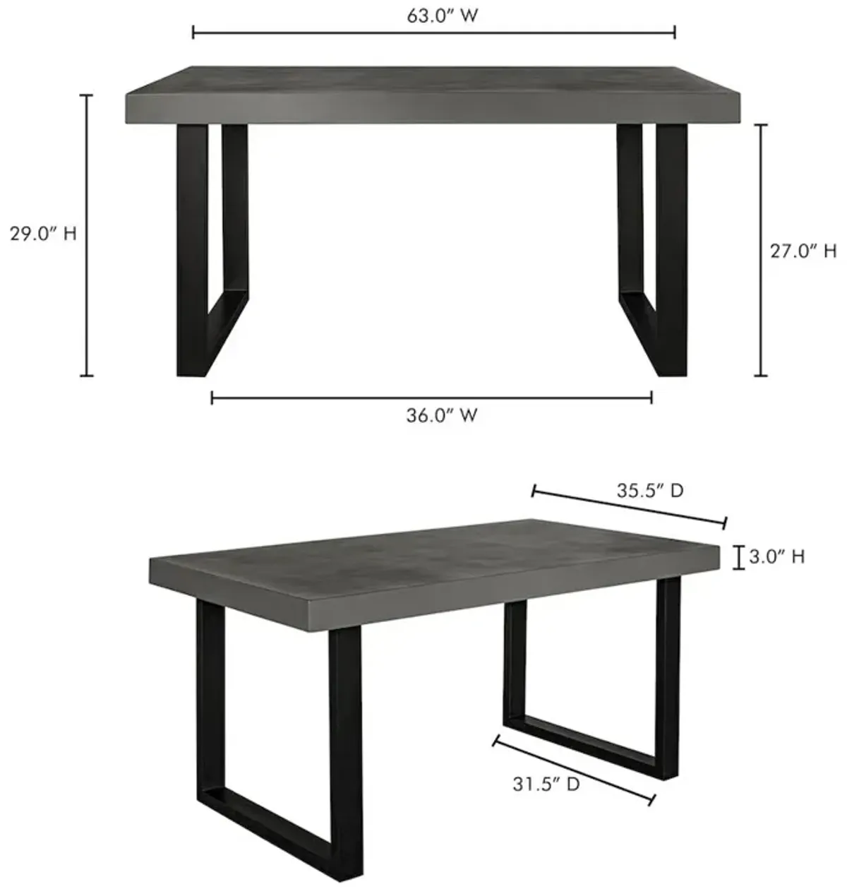 Moe’s Jedrik Small Outdoor Dining Table Dark Grey