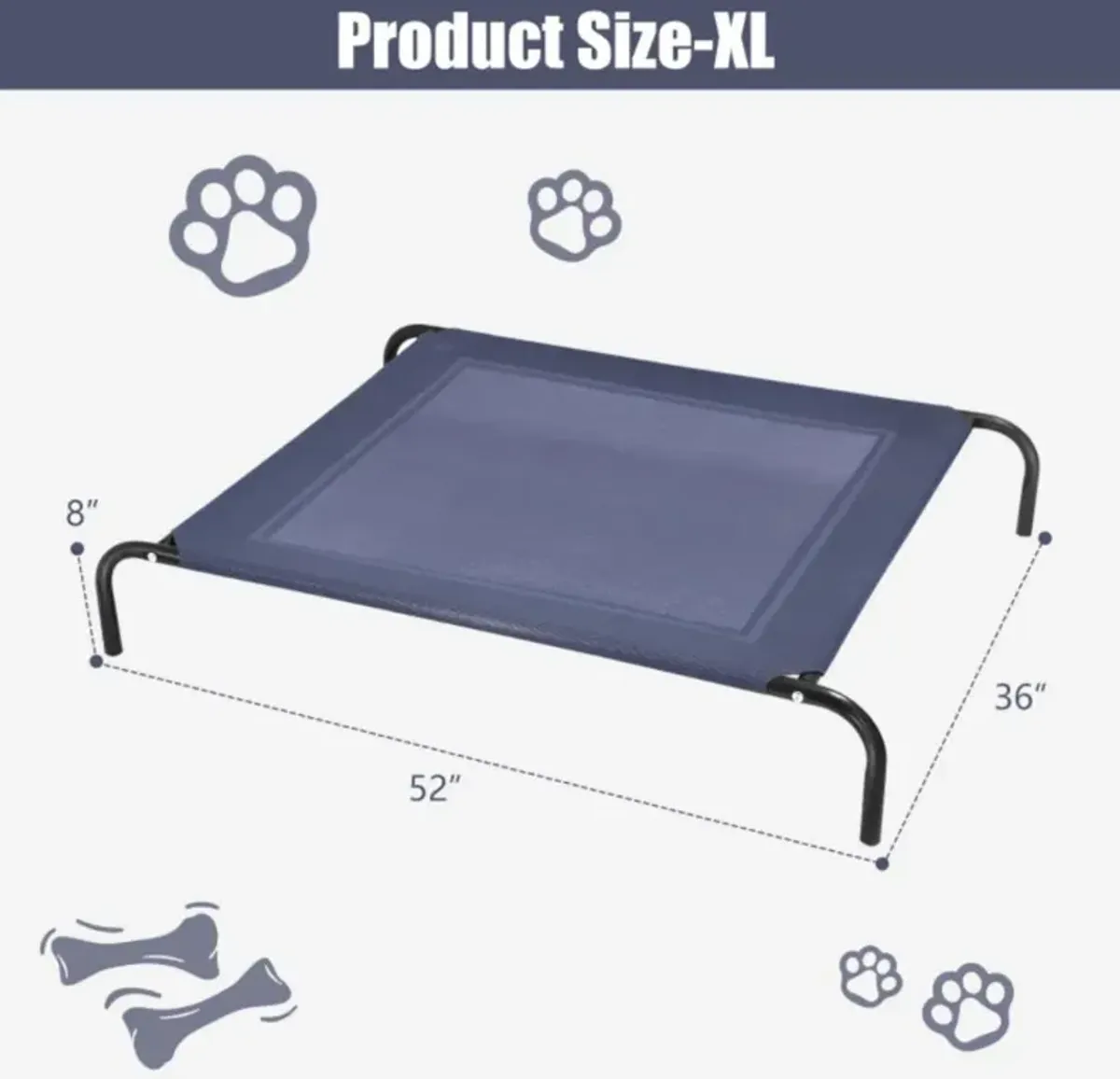 Hivvago Elevated Pet Bed for Large Dogs