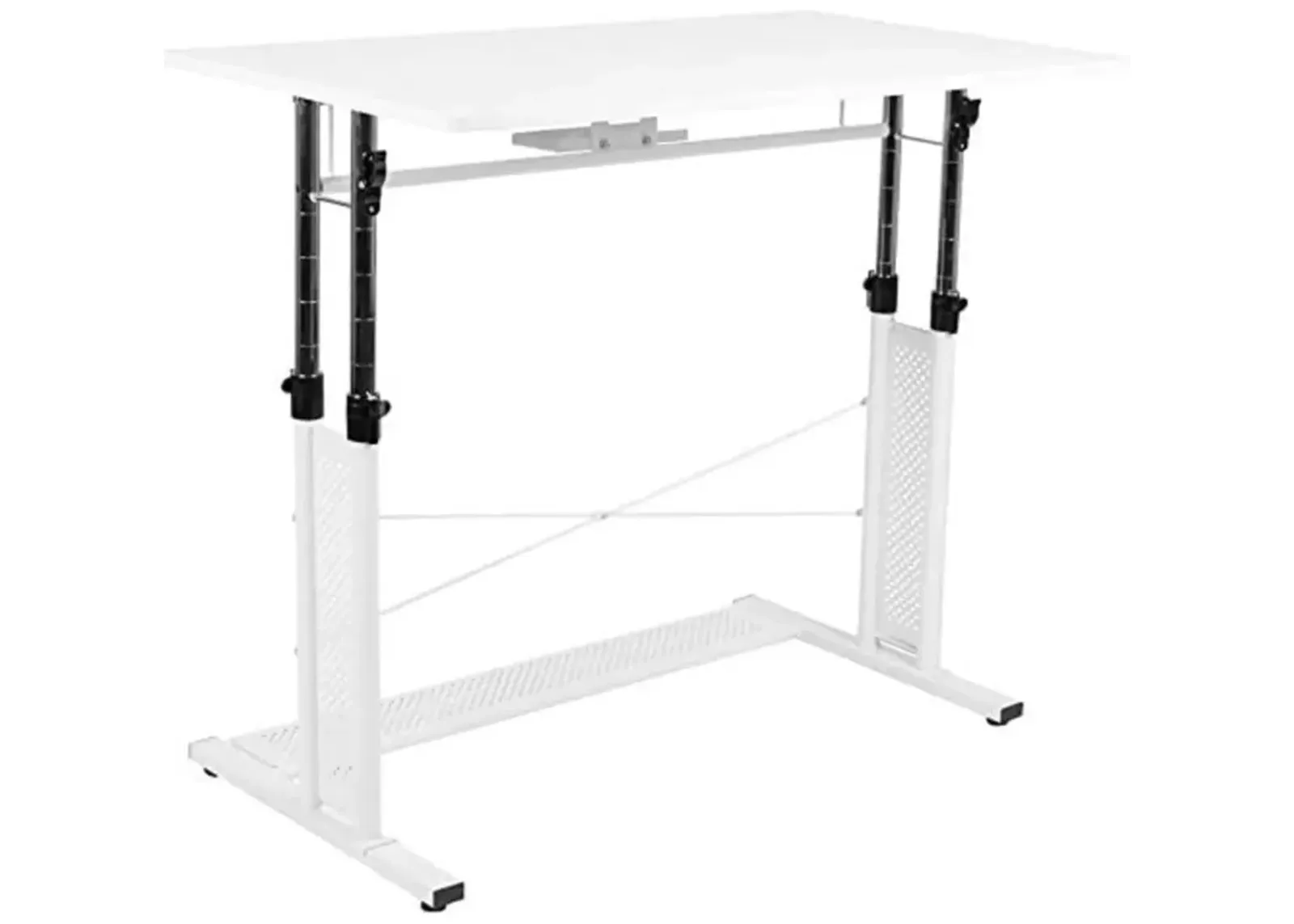 Flash Furniture Fairway Height Adjustable (27.25-35.75"H) Sit to Stand Home Office Desk - White