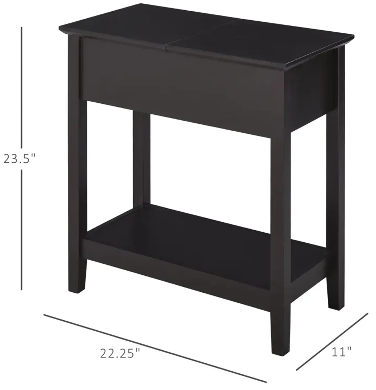 Dark Coffee Living Room Table: End Table with Flip Top Storage