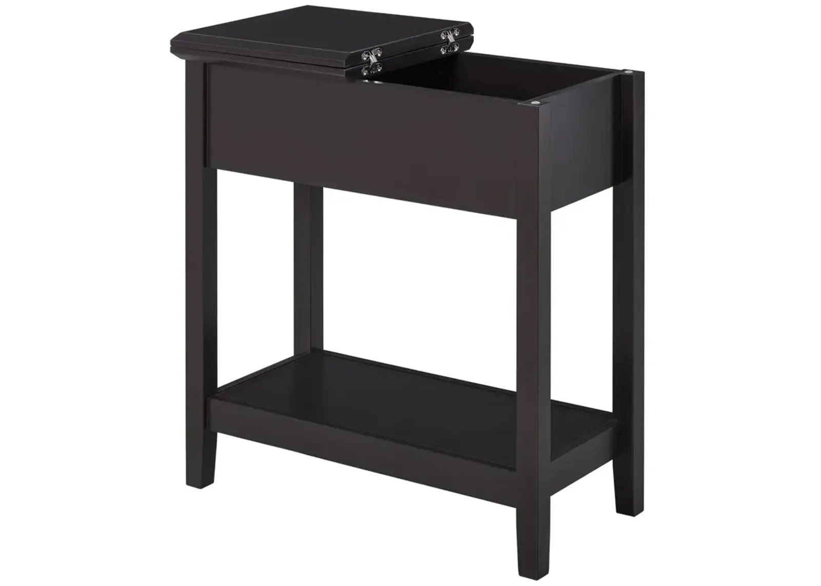 Dark Coffee Living Room Table: End Table with Flip Top Storage