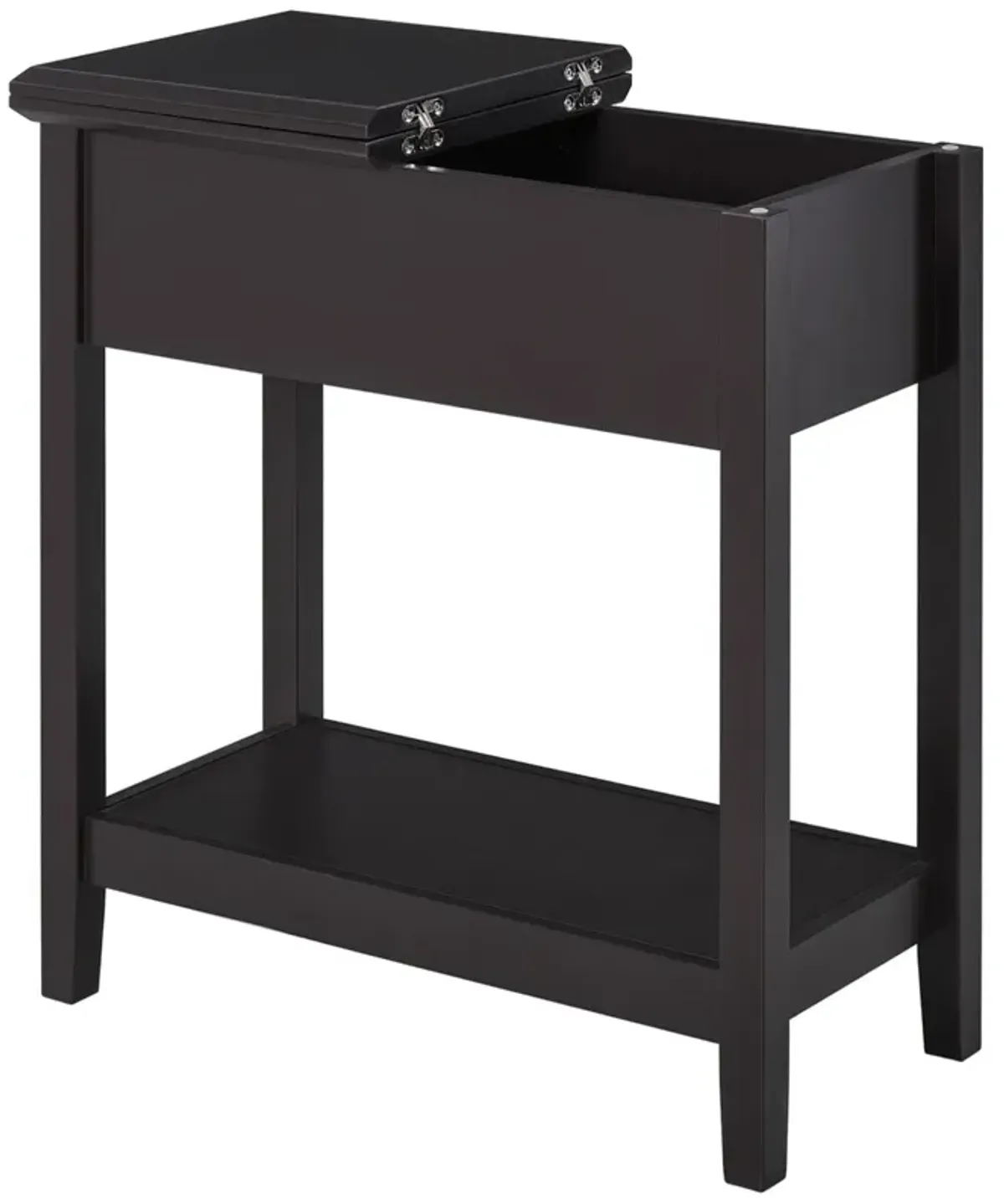 Dark Coffee Living Room Table: End Table with Flip Top Storage