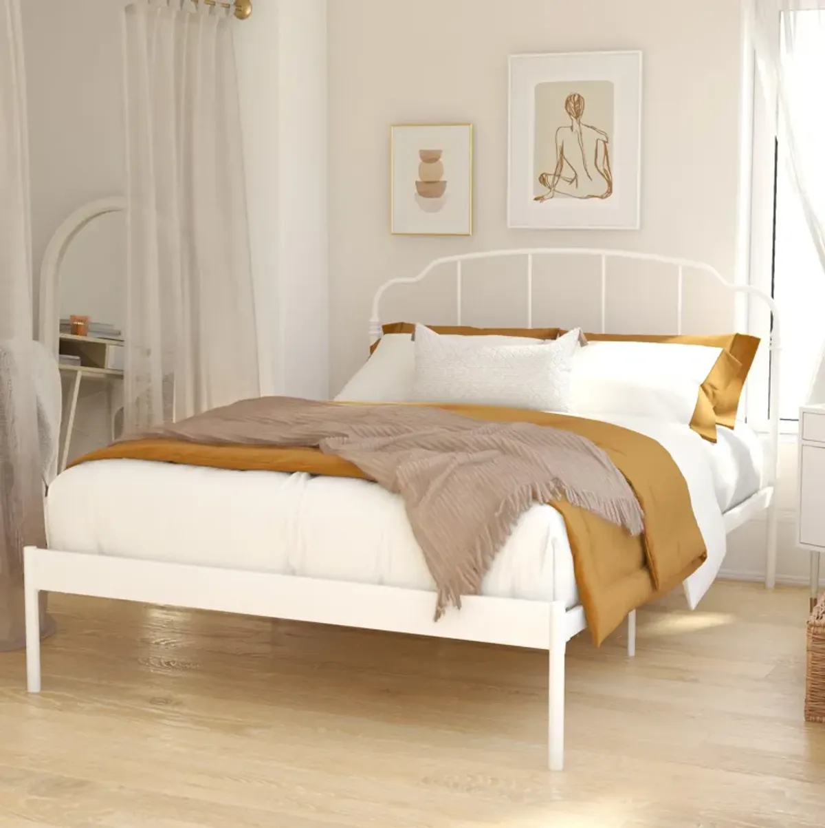 Camie Metal Bed, Full, White