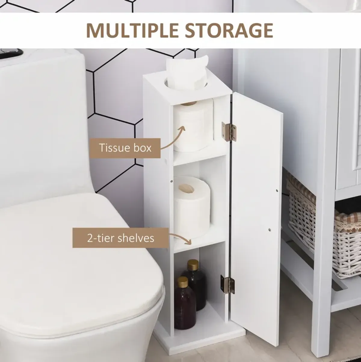 Small Bathroom Corner Cabinet Floor Doors Shelves Thin Toilet Vanity