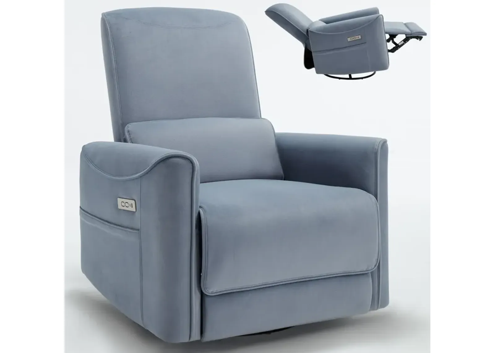 Mondawe Swivel and Rocker Power Recliner Chair, Heavy Duty Motion Mechanism with USB and Type-C Ports