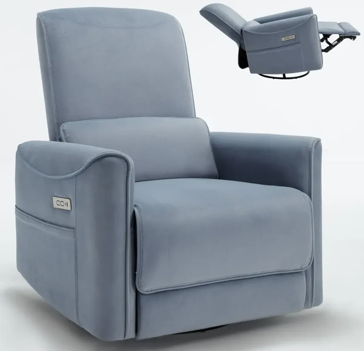 Mondawe Swivel and Rocker Power Recliner Chair, Heavy Duty Motion Mechanism with USB and Type-C Ports