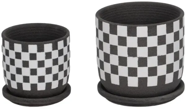 Checkerboard Saucer Planters Set