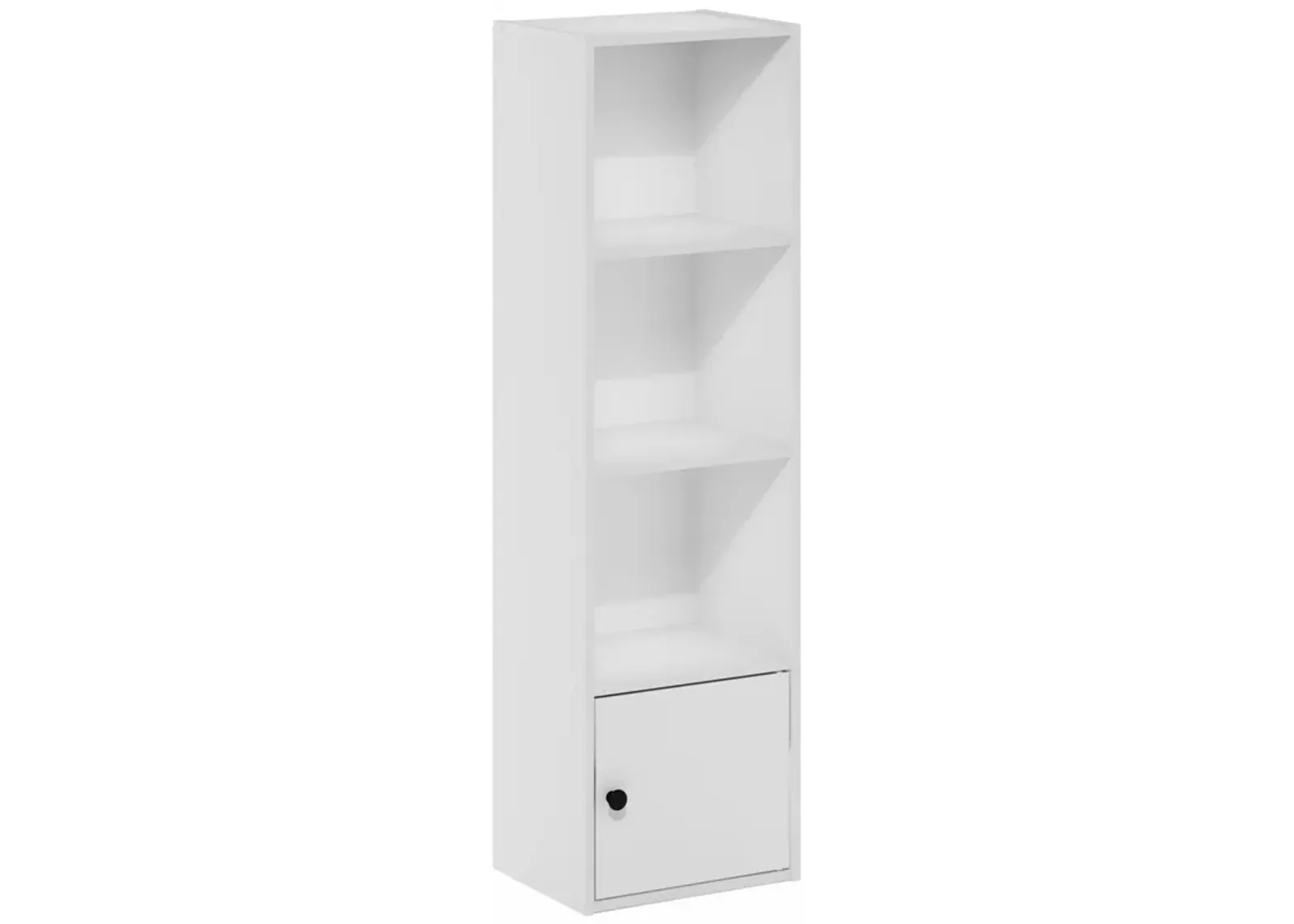 Furinno Luder Shelf Bookcase with 1 Door Storage Cabinet, White