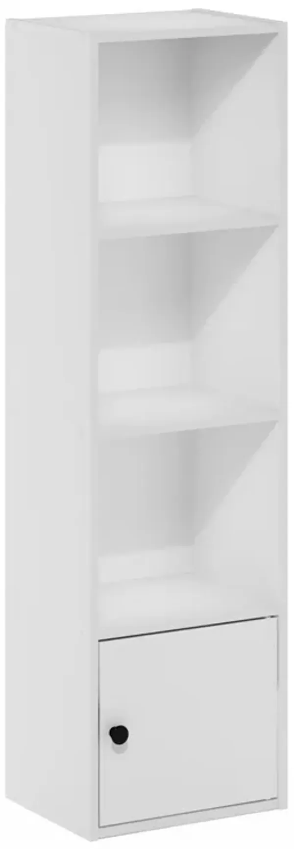 Furinno Luder Shelf Bookcase with 1 Door Storage Cabinet, White