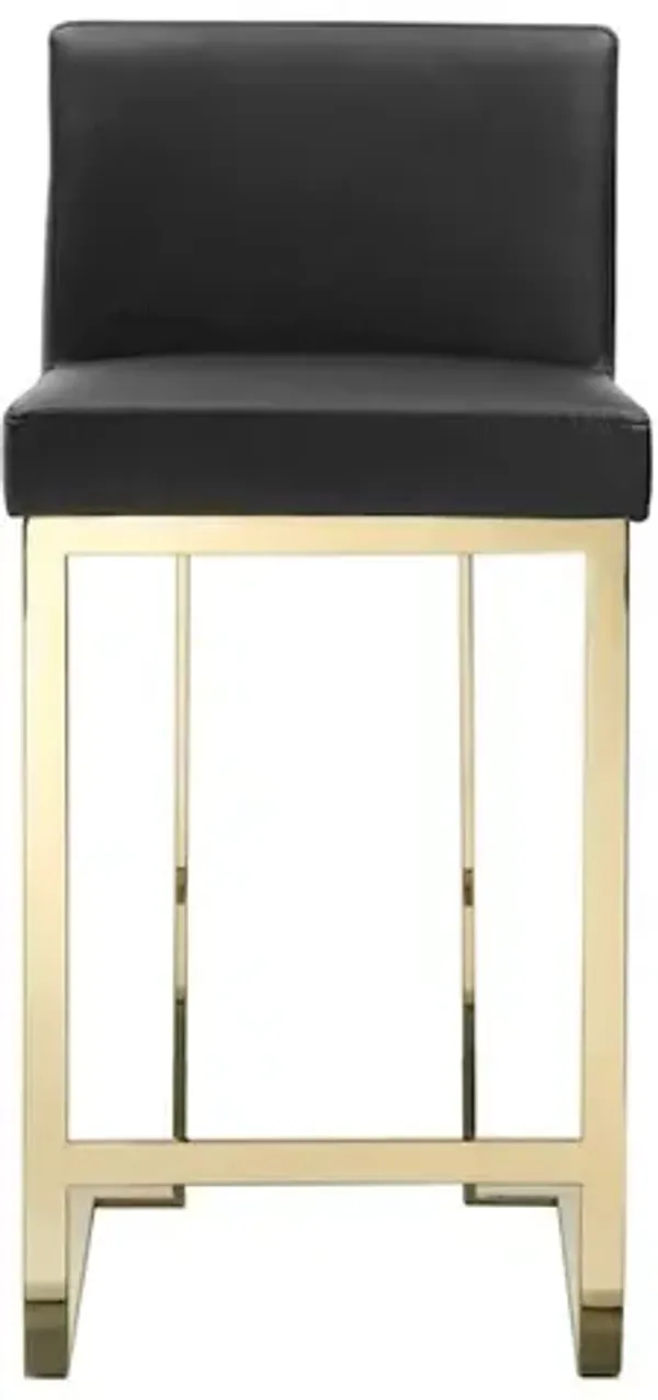 Pangea Home Dexter Counter Stool Faux Leather Black & Gold