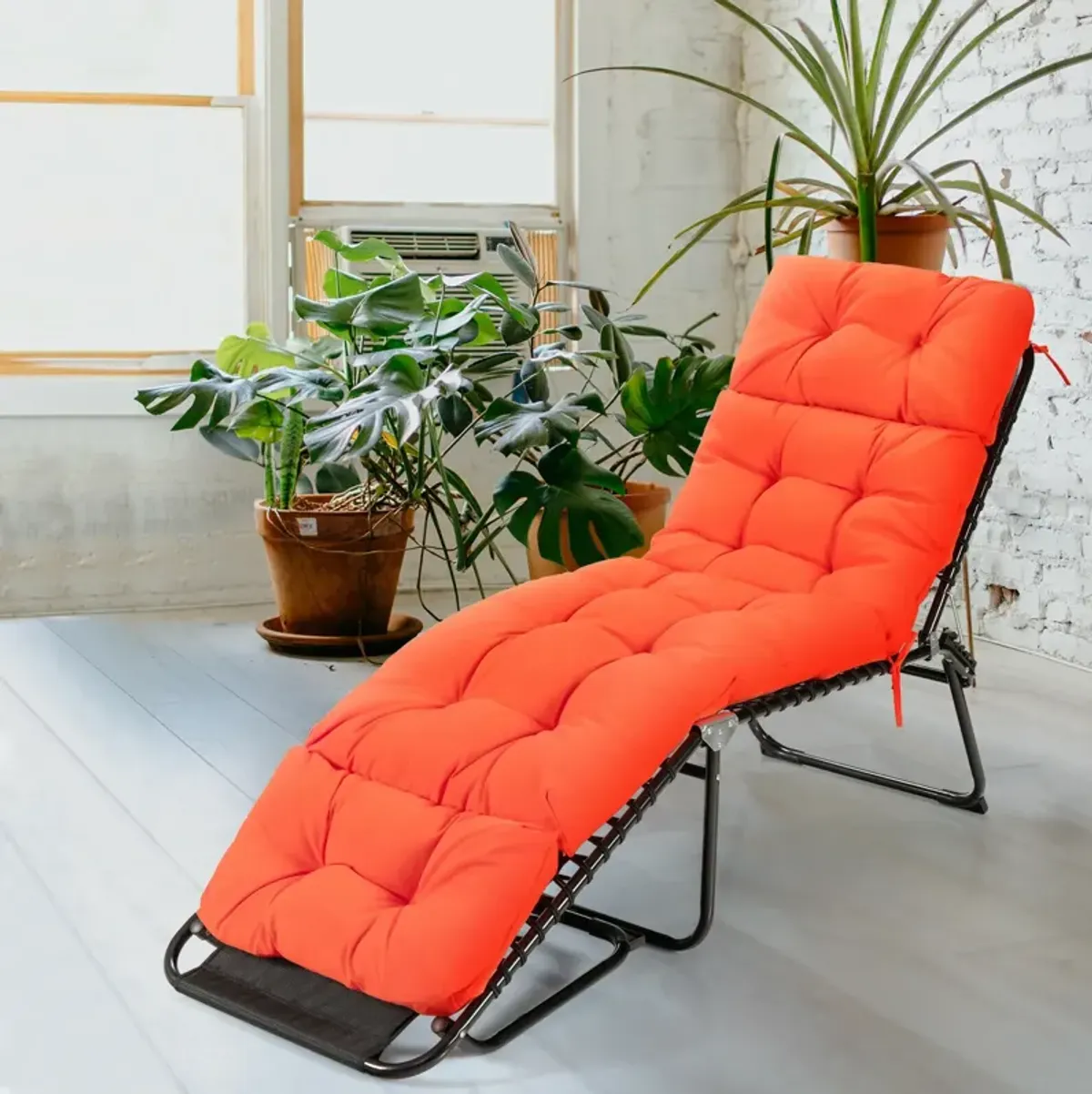 Outdoor Lounge Chaise Cushion with String Ties for Garden Poolside