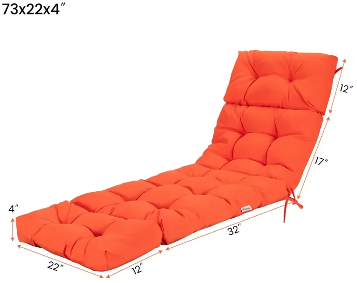 Outdoor Lounge Chaise Cushion with String Ties for Garden Poolside