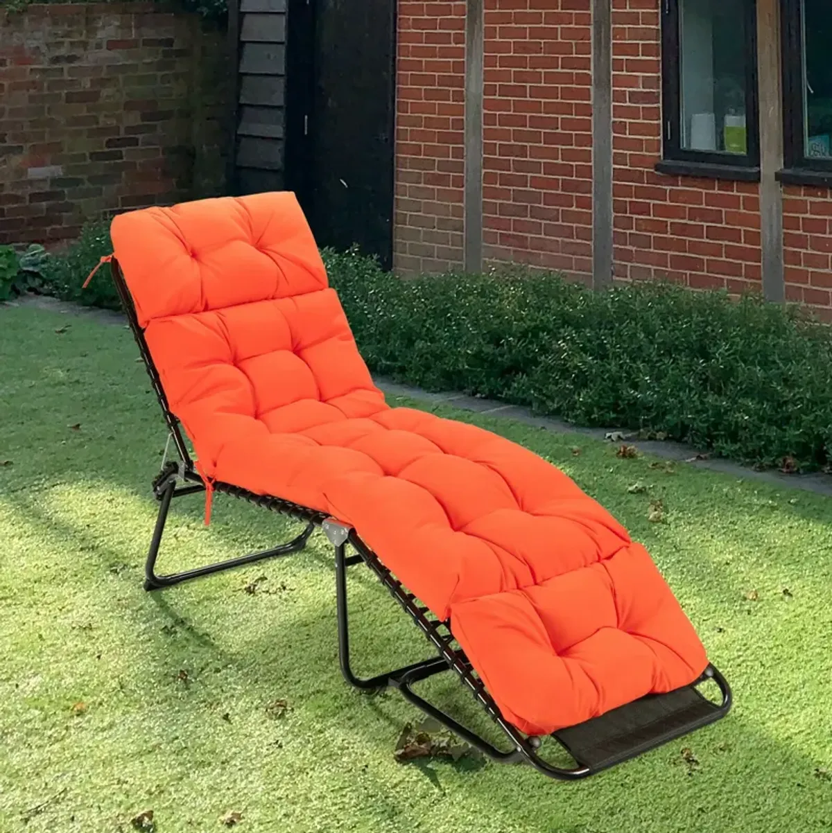 Outdoor Lounge Chaise Cushion with String Ties for Garden Poolside