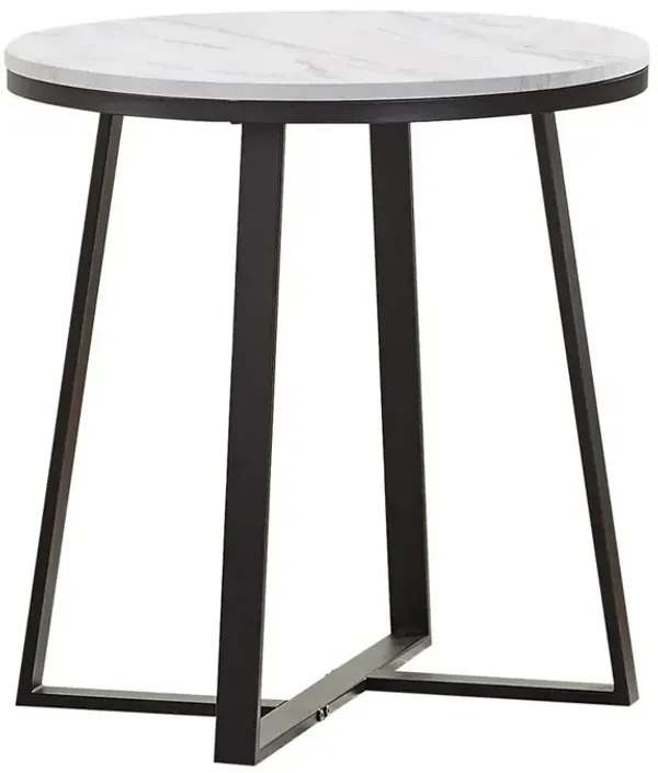 Hugo Metal Base Round End Table White and Matte Black