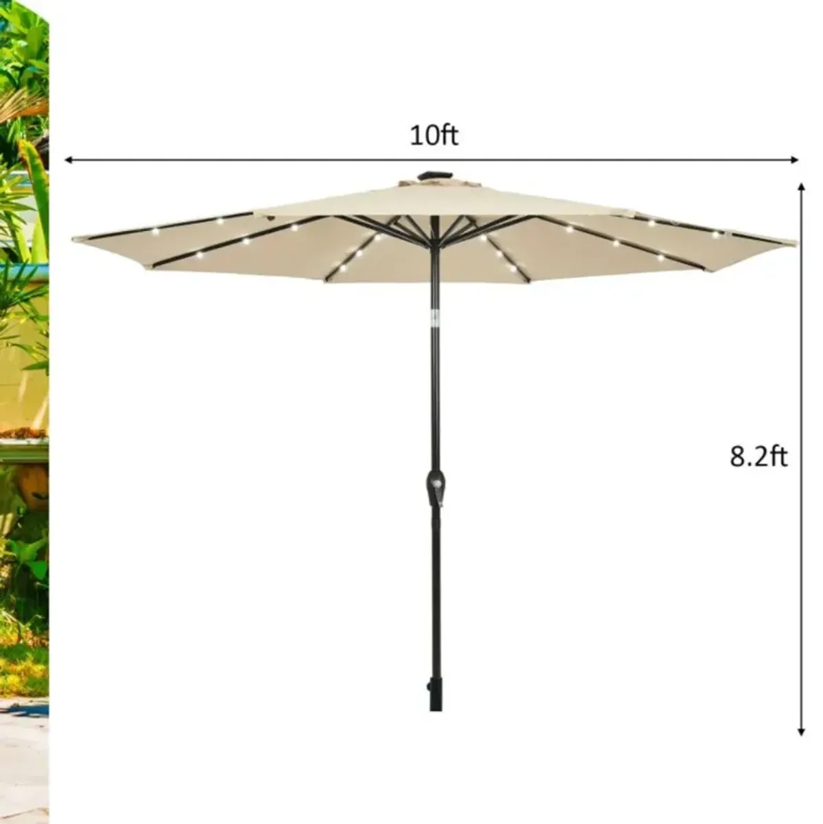 Hivvago 10 Feet Outdoor Patio Umbrella with Bright Solar LED Lights