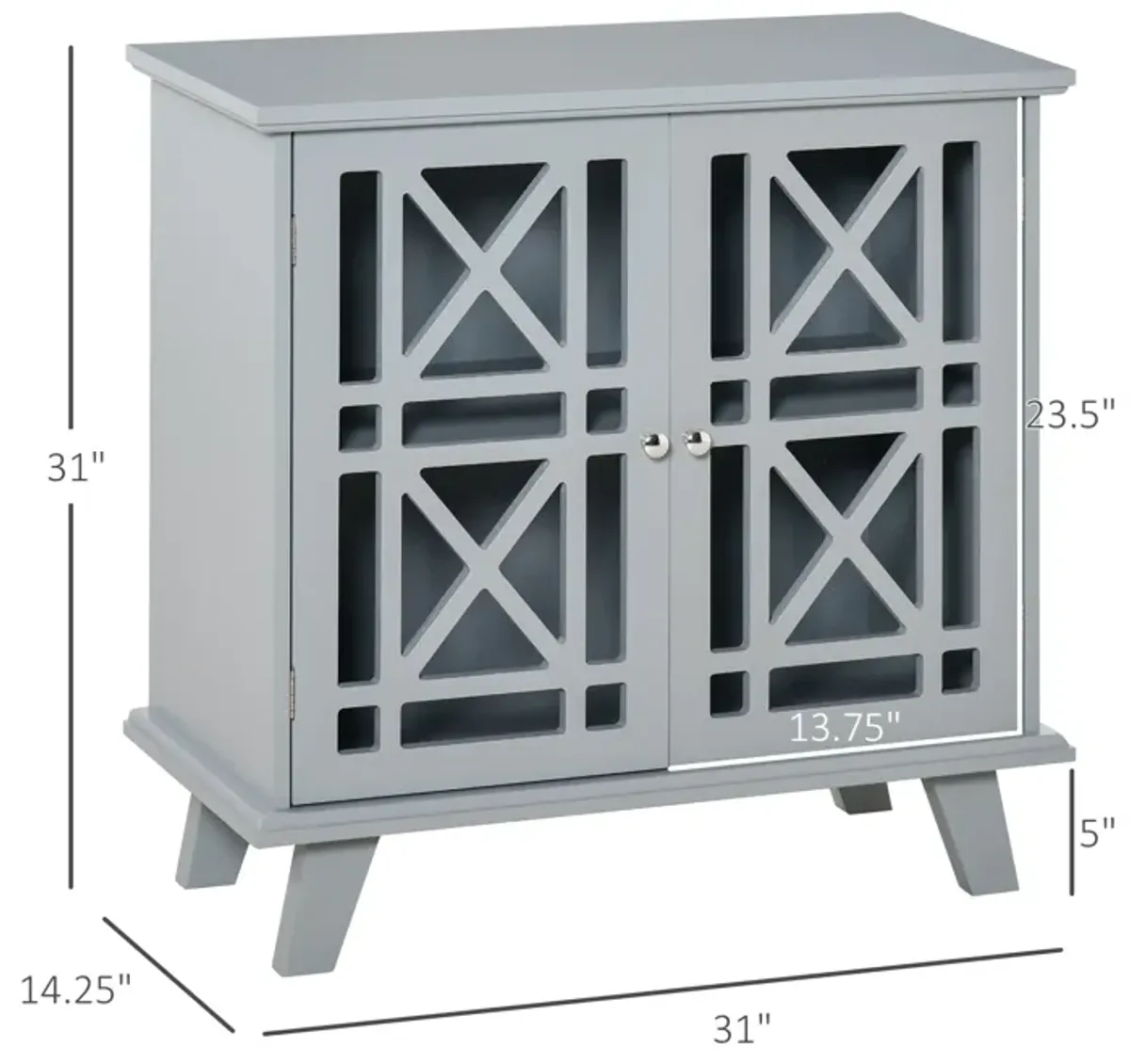 Gray Accent Storage: Sideboard with Fretwork Doors for Kitchen