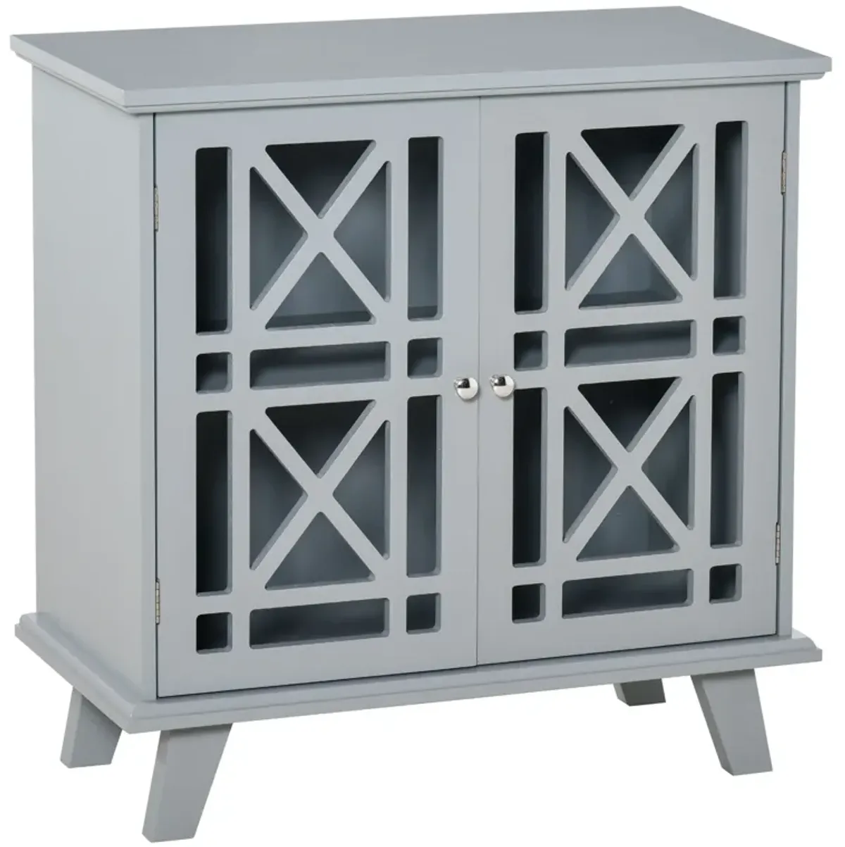 Gray Accent Storage: Sideboard with Fretwork Doors for Kitchen