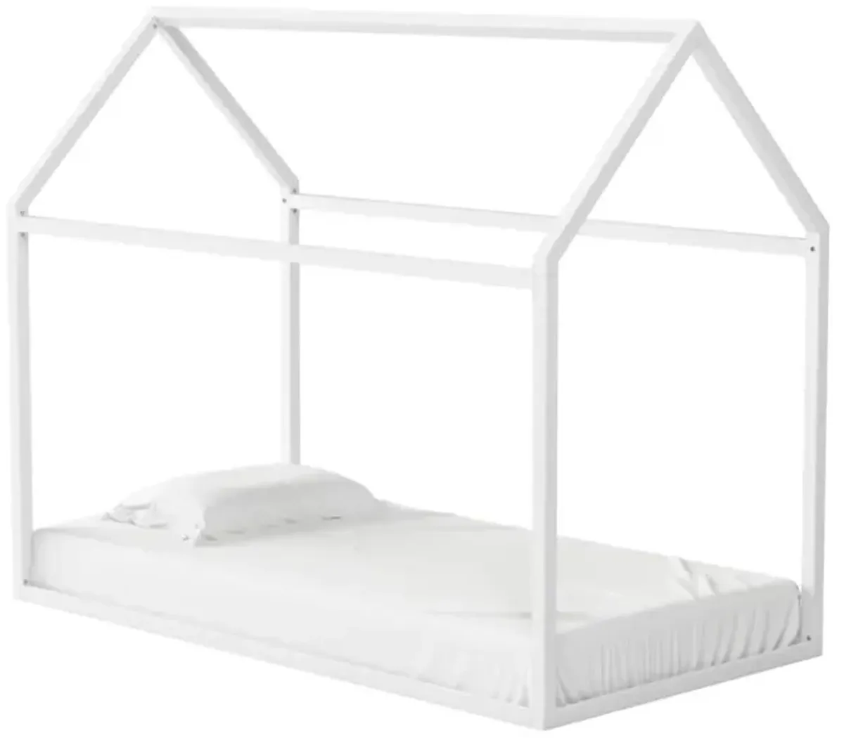 Skyler Metal Montessori House Bed, Twin, Off White