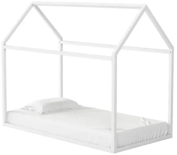 Skyler Metal Montessori House Bed, Twin, Off White