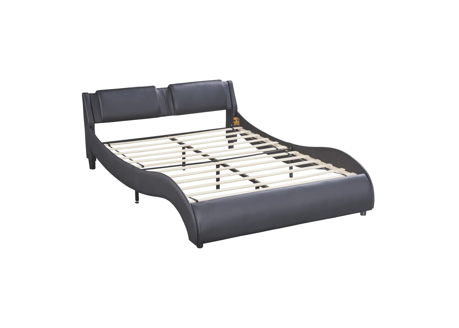 Merax Upholstered Faux Leather Platform Bed with LED Light