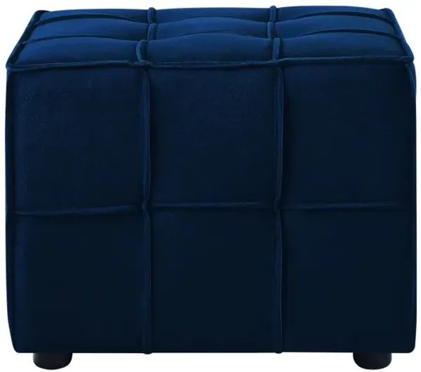 Hivvago 22" Navy Velvet And Black Cube Ottoman