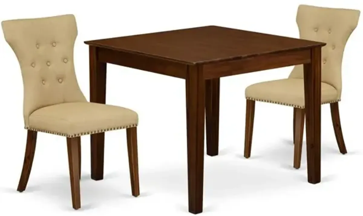 3 Pc Dining Set Includes a Square Table and 2 Upholstered Chairs