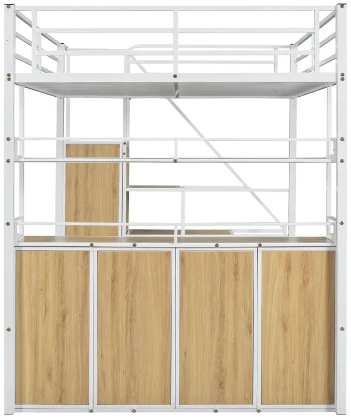 Merax Metal Loft Bed with Storage Staircase and Wardrobe