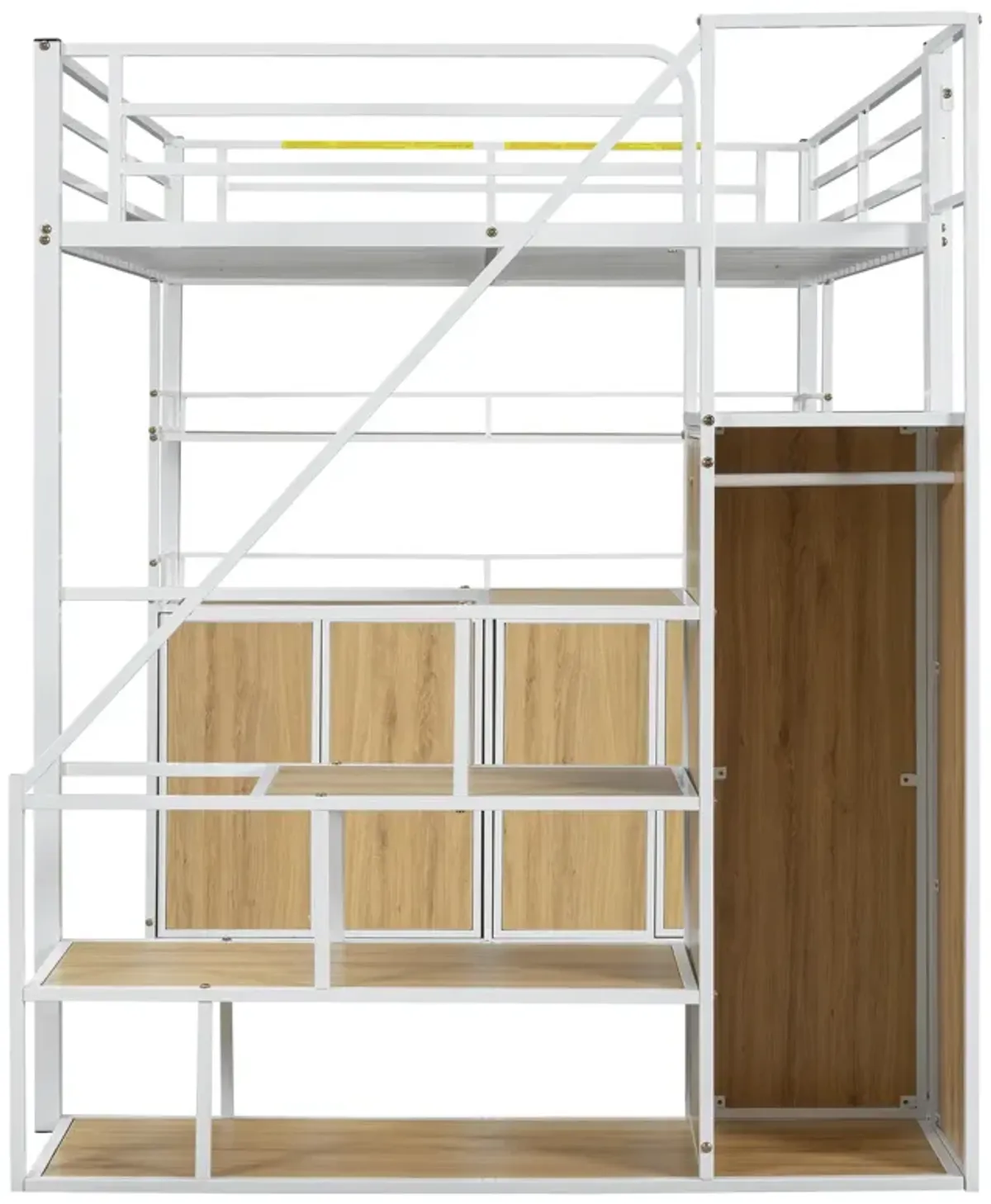 Merax Metal Loft Bed with Storage Staircase and Wardrobe