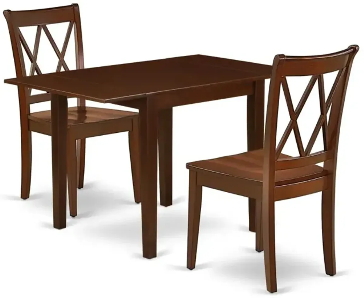 East West Furniture Dining Room Set Mahogany, NDCL3-MAH-W