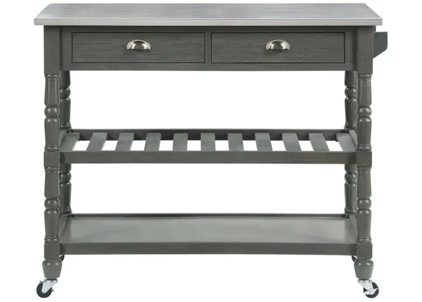 Convenience Concepts French Country 3 Tier Stainless Steel Kitchen Cart with Drawers