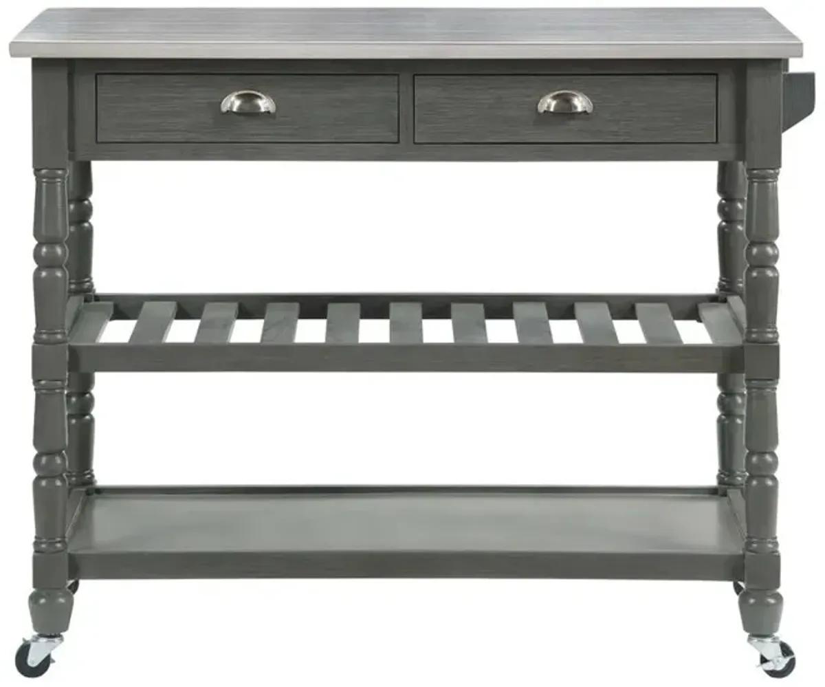 Convenience Concepts French Country 3 Tier Stainless Steel Kitchen Cart with Drawers