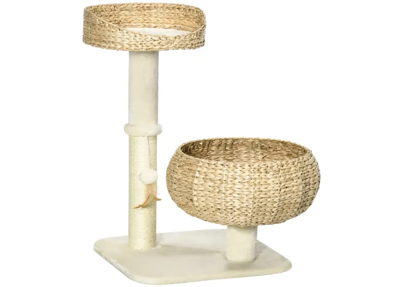 Modern Cat Furniture: 28" Elevated Bed with Sisal Post & Basket Design