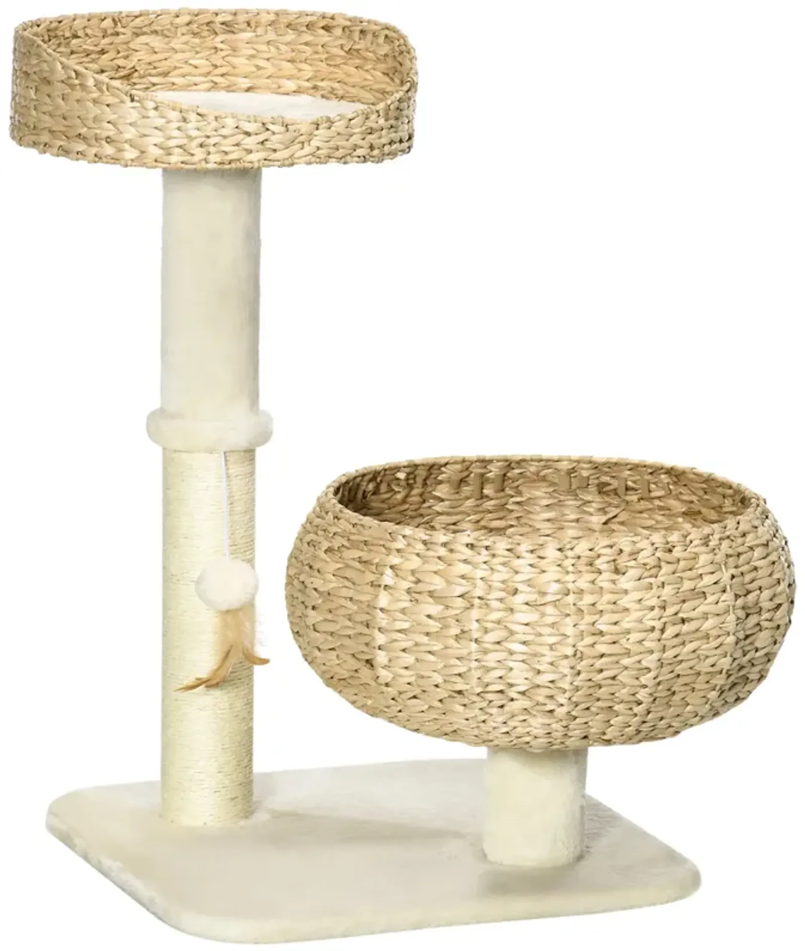 Modern Cat Furniture: 28" Elevated Bed with Sisal Post & Basket Design