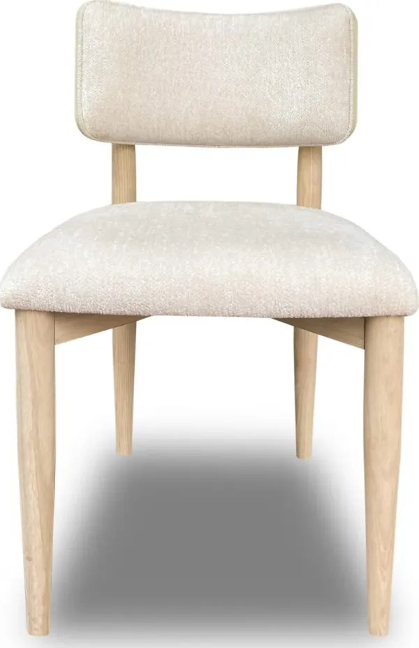 Zinnia Wood Back Dining Chair in White Sand and Dune Chenille - Set of 2