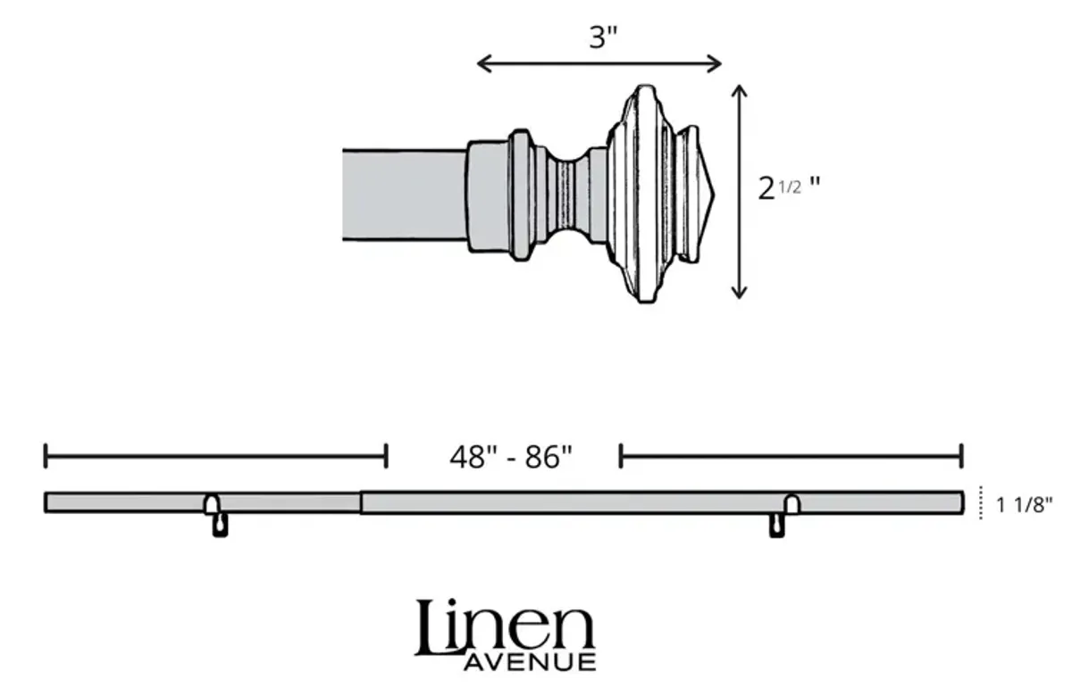 Linen Avenue Glass Square Double Window Curtain Rod Set