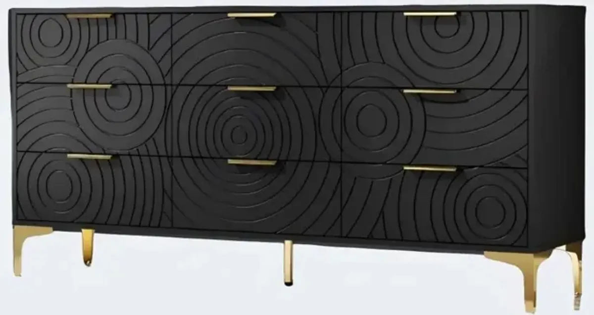 Sideboard, 62.9" x 30.7" Large Buffet with Storage, Cabinets Black Dresser with 9 Drawers, Coffee Bar Cabinet, Modern Entry Storage in Living Room, Bedroom and Kitchen