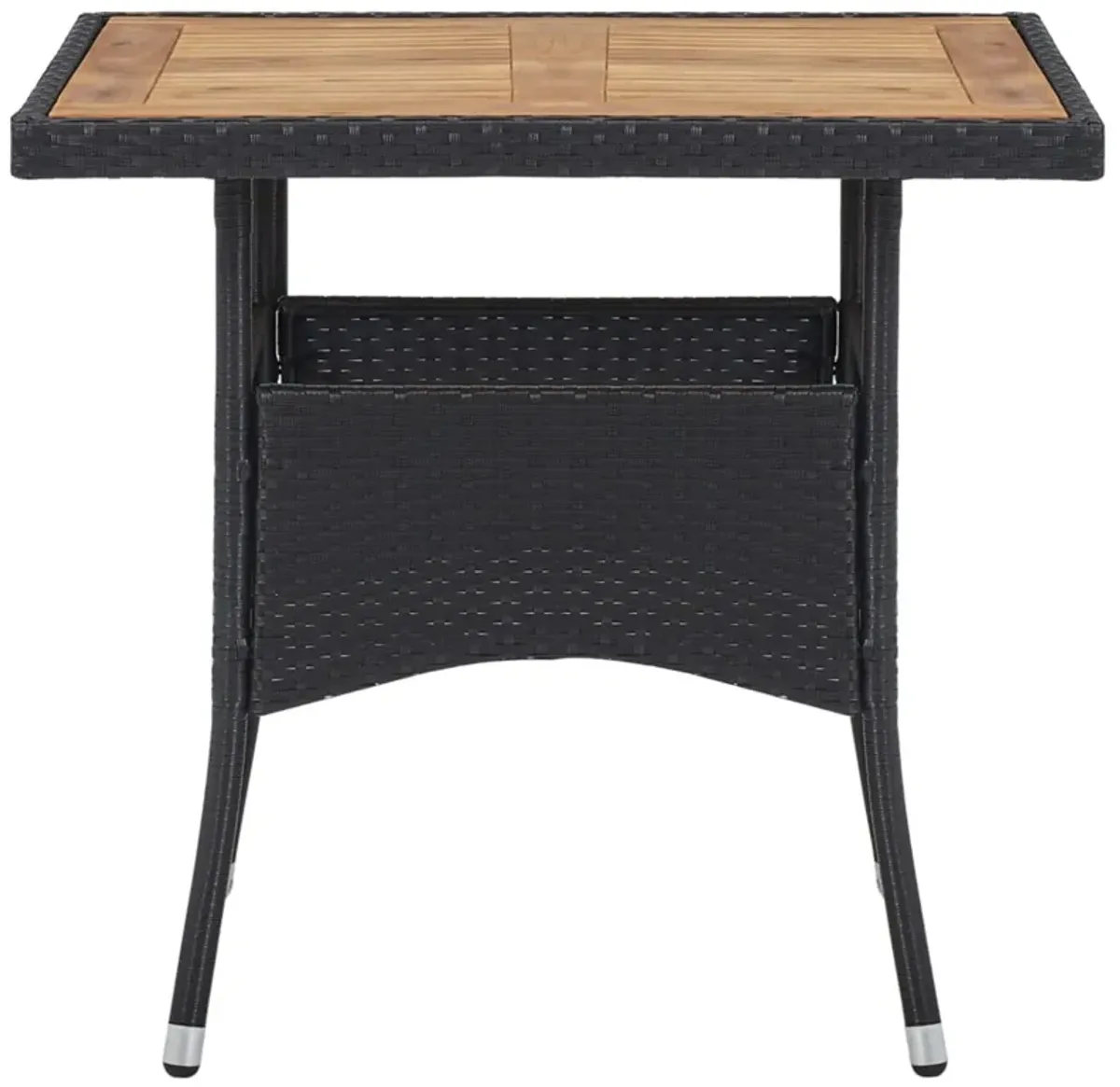 vidaXL Outdoor Dining Table Black Poly Rattan and Solid Acacia Wood