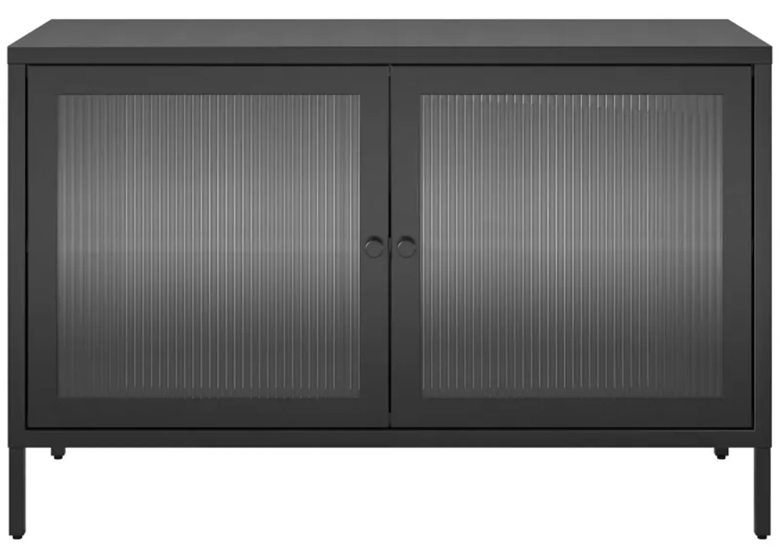 Shadwick Wide 2 Door Accent Cabinet-Fluted Glass Metal Locker