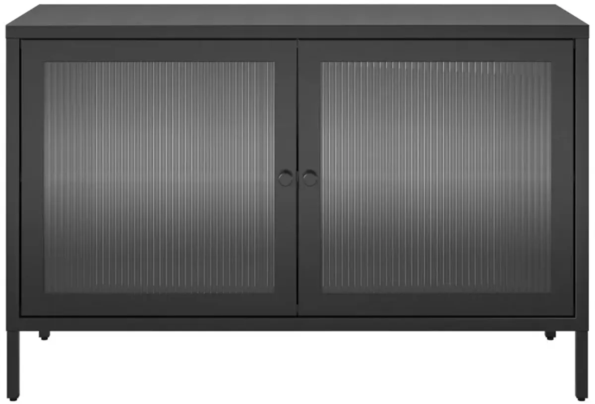 Shadwick Wide 2 Door Accent Cabinet-Fluted Glass Metal Locker