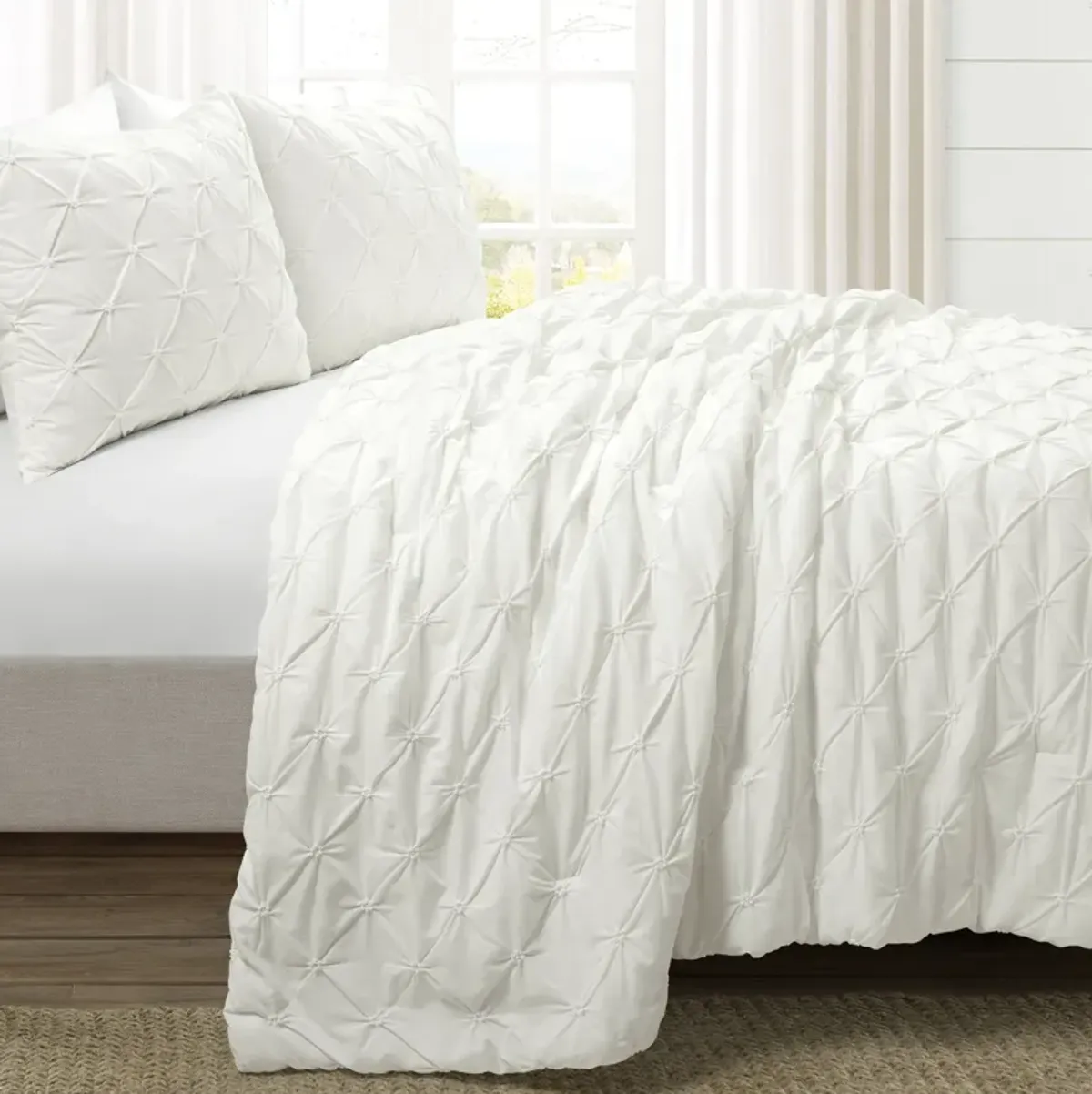 Ravello Pintuck 100% Cotton Comforter 3-Pc Set