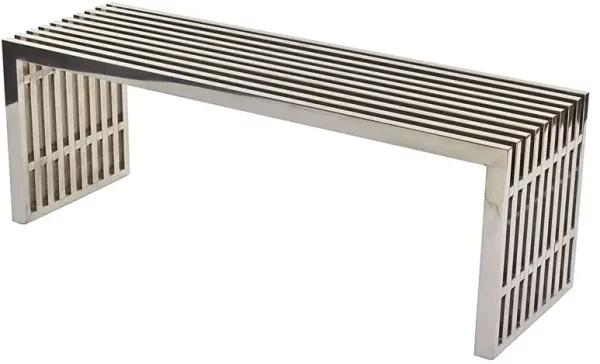 Modern Stainless Steel Accent Bench with Mid-Century Design